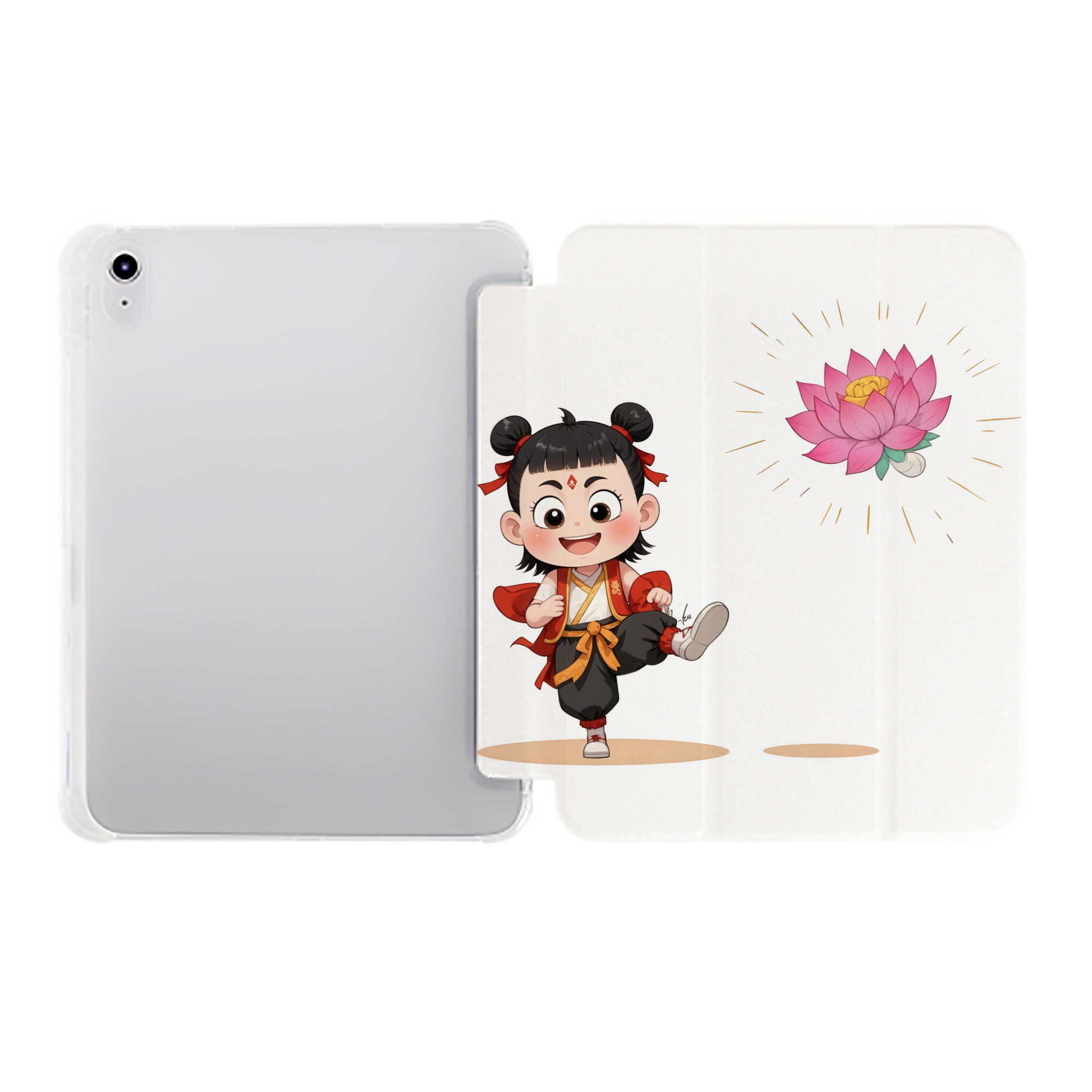 （画像用） Ne Zha 2 ナタ 魔童の大暴れ IPad ケース ペン収納付き 三つ折りスタンド PUレザー×シリコン 対応機種9.5/10.5/10.9インチ